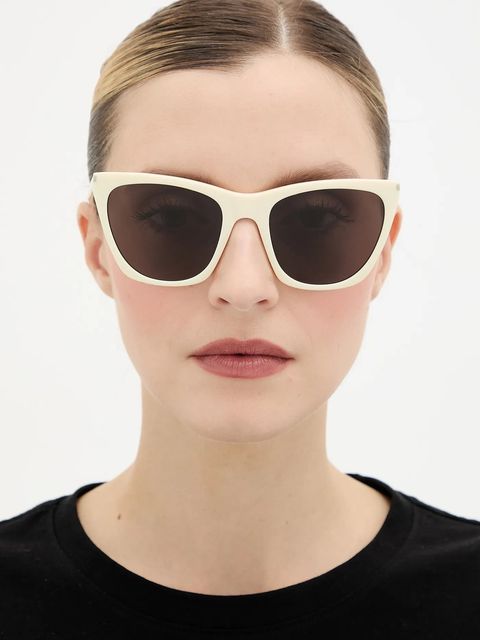 Saint Laurent okulary przeciwsłoneczne KATE THIN damskie kolor beżowy SL 214