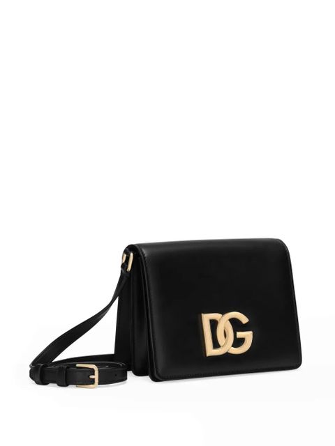 Dolce & Gabbana logo-plaque leather crossbody bag - Black