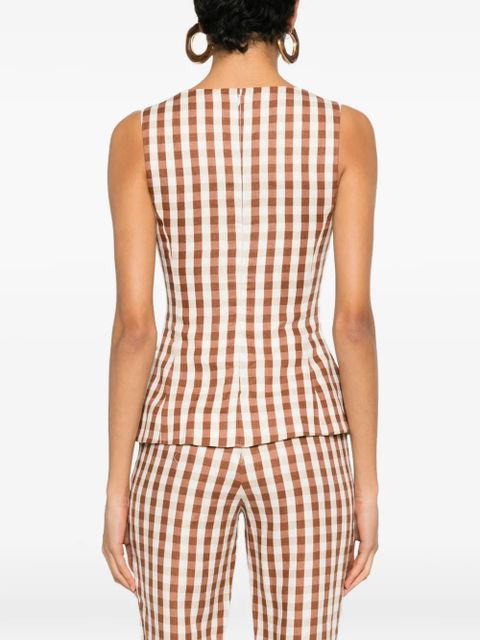 Faithfull the Brand Gingham peplum blouse - Brown