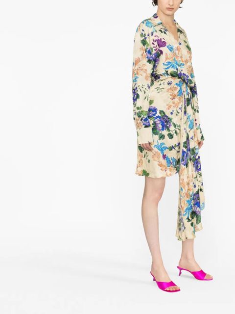 Off-White floral-print asymmetric shirtdress - Neutrals