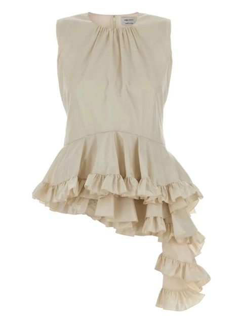 Alexander McQueen ruffled asymmetric top - Neutrals - zdjęcie produktu nr 1
