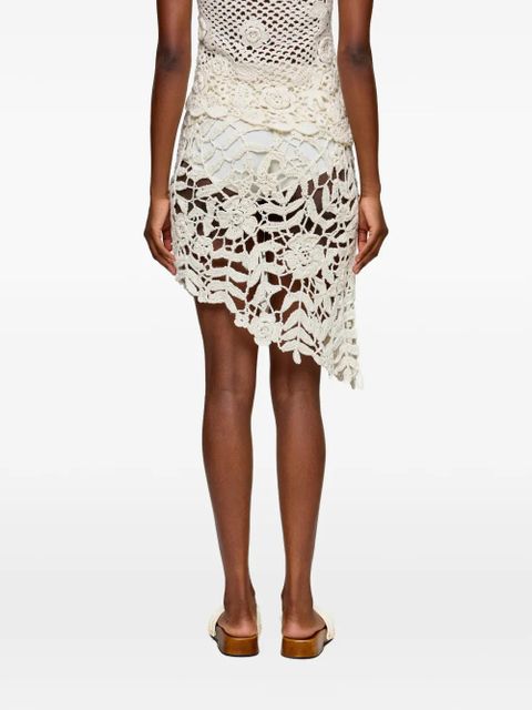 GANNI asymmetric floral crochet skirt - Neutrals