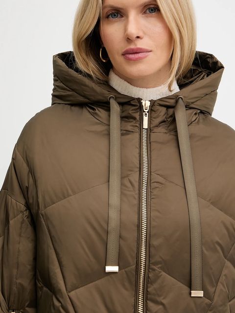 Twinset kurtka puchowa kolor zielony zimowa oversize 252TT2060