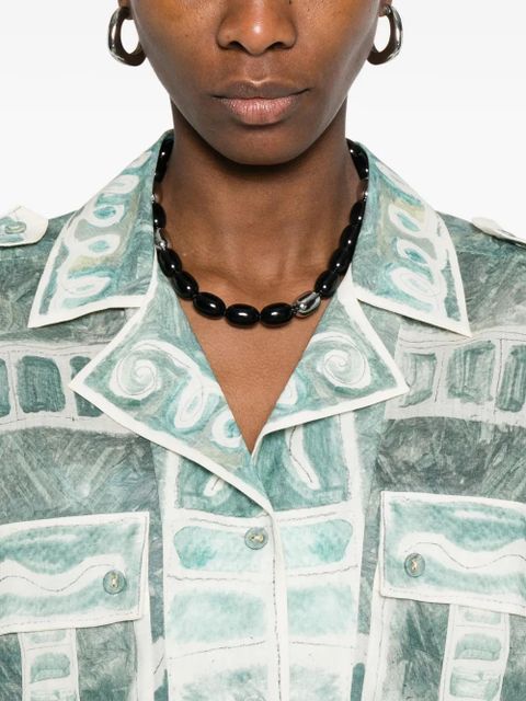 ALEMAIS pocket print top - Green