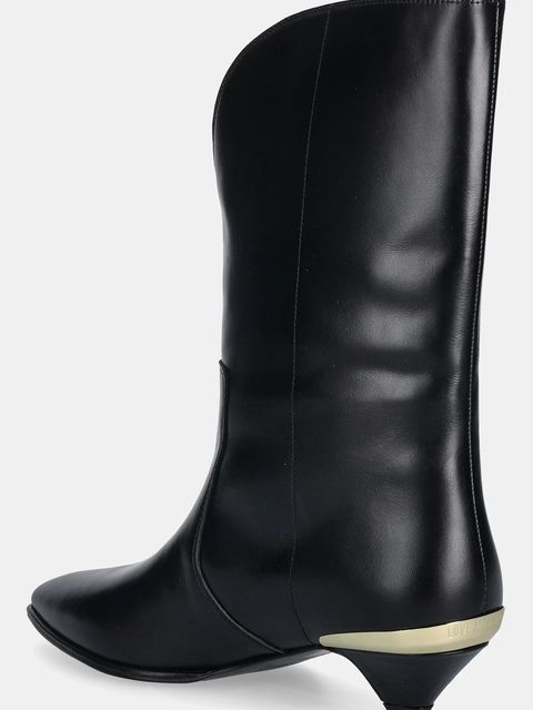 Love Moschino botki skórzane kolor czarny na małym obcasie JA24363G0NIA0000