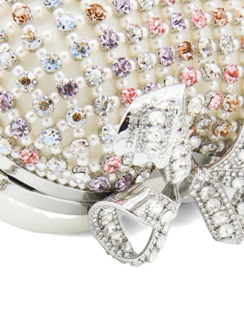 Self-Portrait crystal-embellished clutch bag - Silver - zdjęcie produktu nr 2