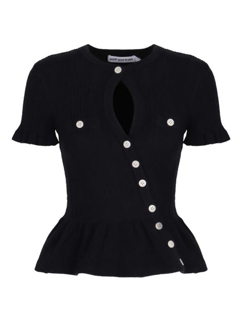 Self-Portrait buttoned ruffled top - Blue - zdjęcie produktu nr 1