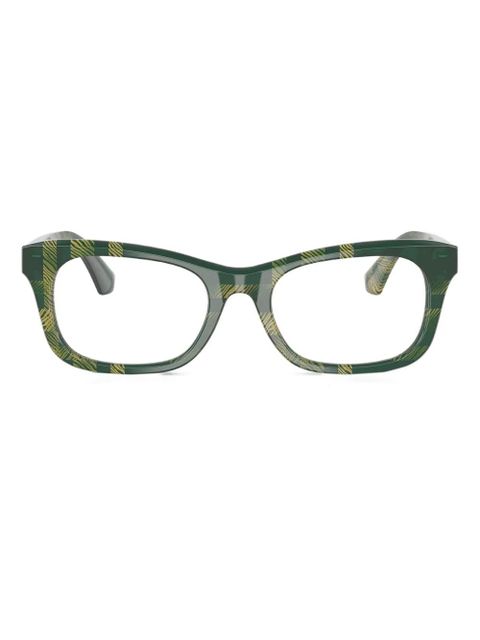 Burberry Eyewear checked square-frame glasses - Green