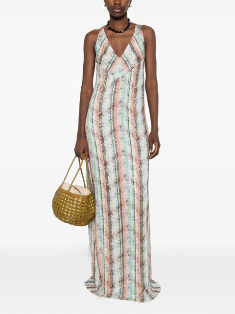 Missoni striped-pattern V-neck maxi dress - Green - zdjęcie produktu nr 2