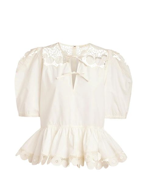 Marie Oliver Lucile lace peplum top - White - zdjęcie produktu nr 1
