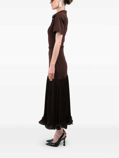 Rowen Rose pleated maxi polo dress - Brown