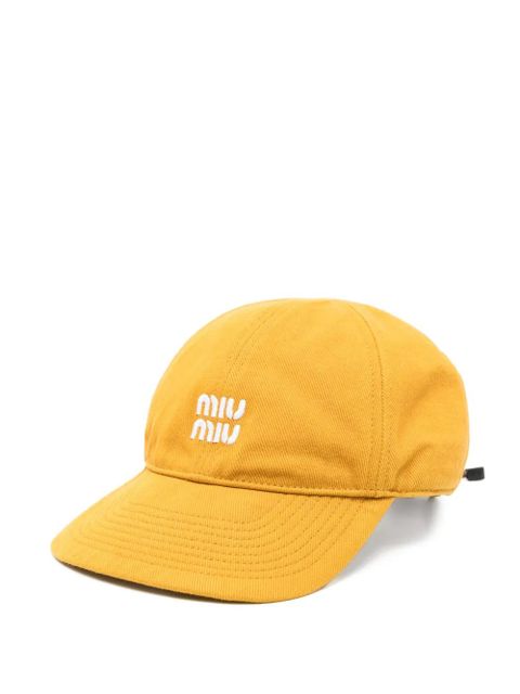 Miu Miu logo-embroidered hat - Yellow - zdjęcie produktu nr 1