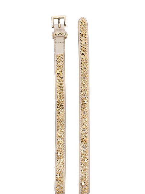 Prada crystal-embellished leather buckle belt - Gold - zdjęcie produktu nr 2