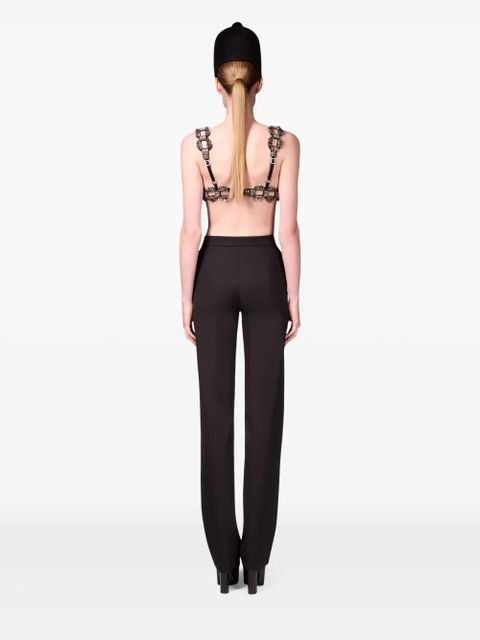 AREA crystal brooch trousers - Black