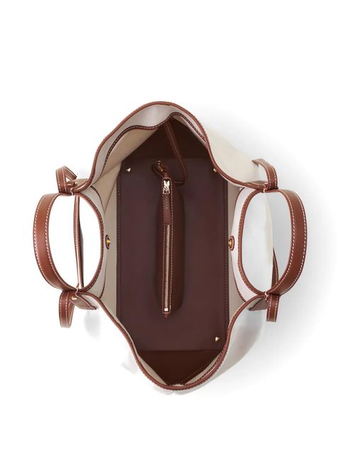 Lanvin Catch leather-trim logo-patch tote bag - Neutrals