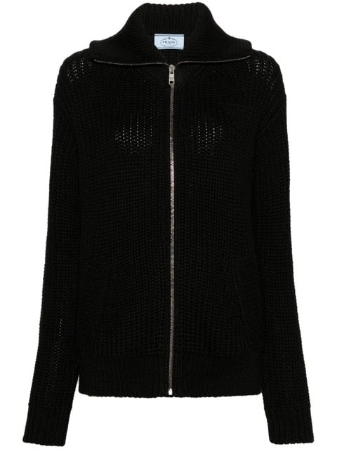 Prada enamel-triangle zip-up cardigan - Black - zdjęcie produktu nr 1