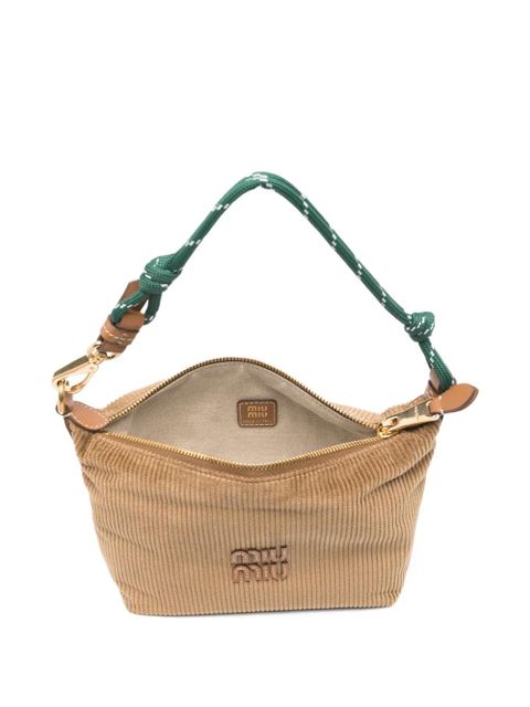 Miu Miu corduroy logo shoulder bag - Brown