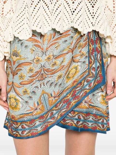 FARM Rio Mosaic Garden mini wrap skirt - Blue