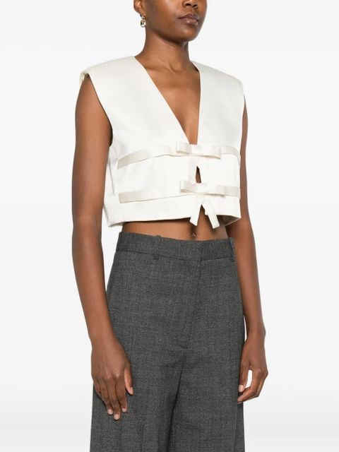 SANDRO bow-detail sleeveless top - Neutrals