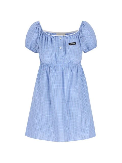 Miu Miu plaid-pattern mini dress - Blue - zdjęcie produktu nr 1