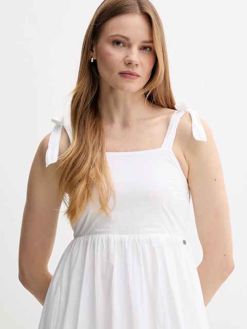 Pepe Jeans sukienka kolor biały midi rozkloszowana PL953749