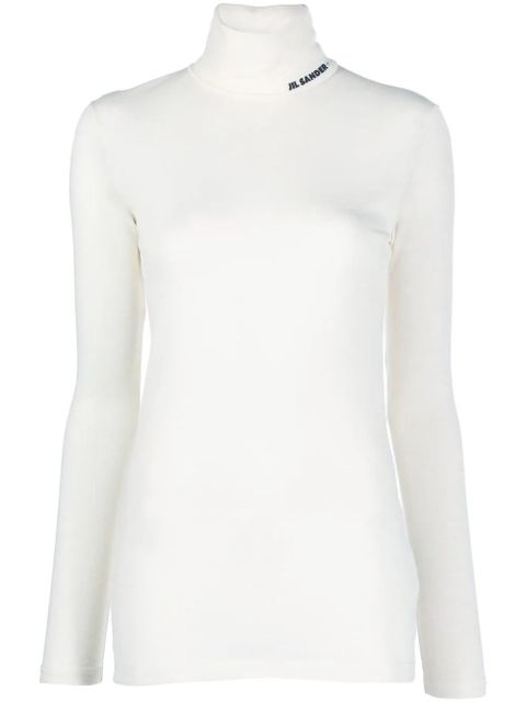 Jil Sander logo-print roll-neck top - White - zdjęcie produktu nr 1