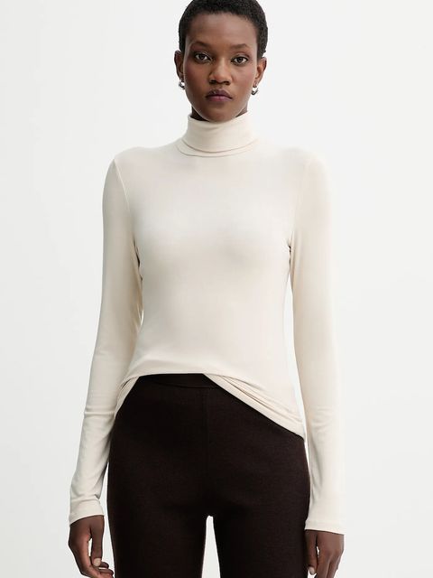 Marc O'Polo longsleeve kolor beżowy z golfem 509215752177 - zdjęcie produktu nr 1