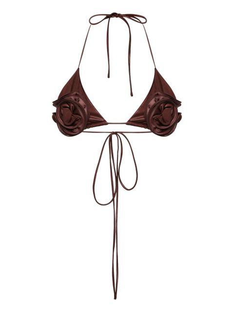 Magda Butrym floral triangle bikini top - Brown