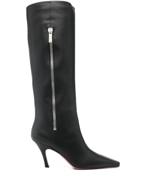 Amina Muaddi Mona side-zip square-toe boots - Black - zdjęcie produktu nr 1