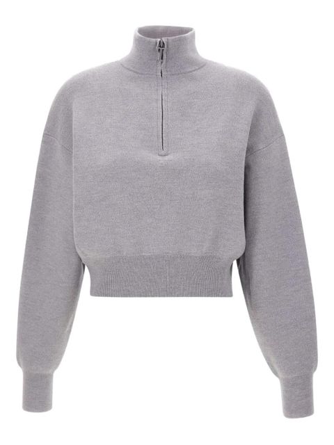 Victoria Beckham high-neck zip-front sweatshirt - Grey - zdjęcie produktu nr 1