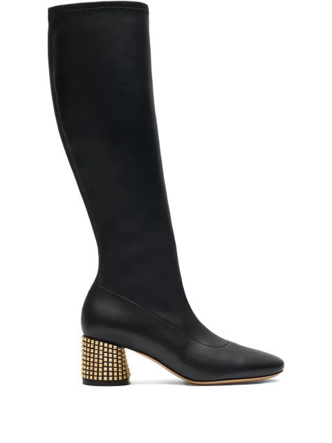 Casadei 50mm leather knee-high boots - Black - zdjęcie produktu nr 1
