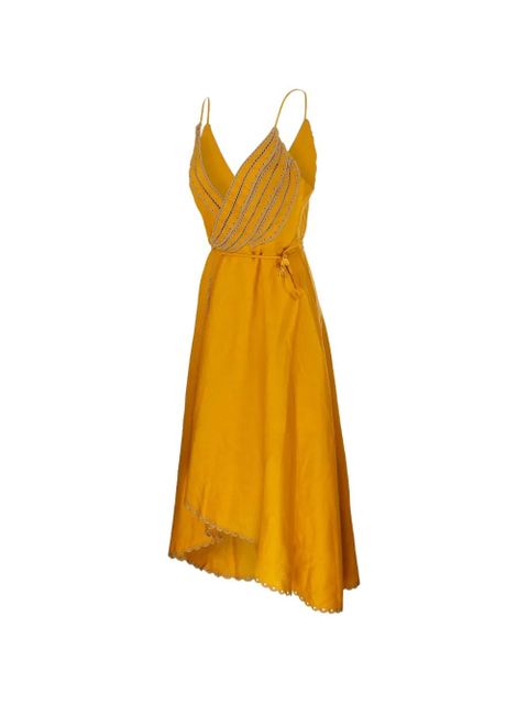 FARM Rio eyelet-embellished wrap dress - Yellow