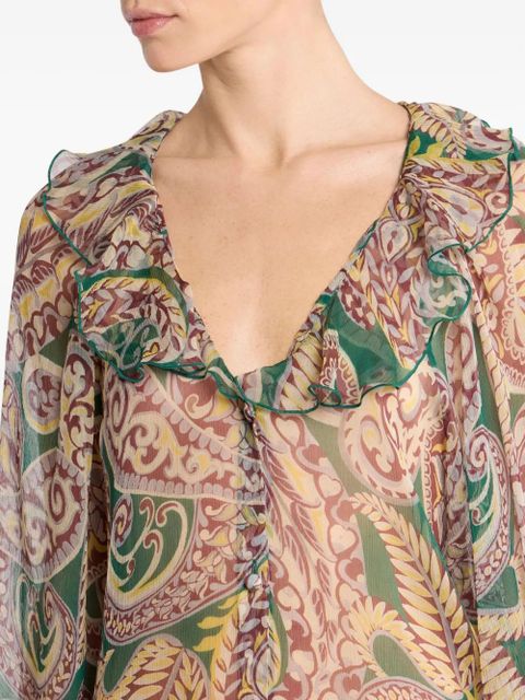 ETRO paisley ruffled shirt - Green