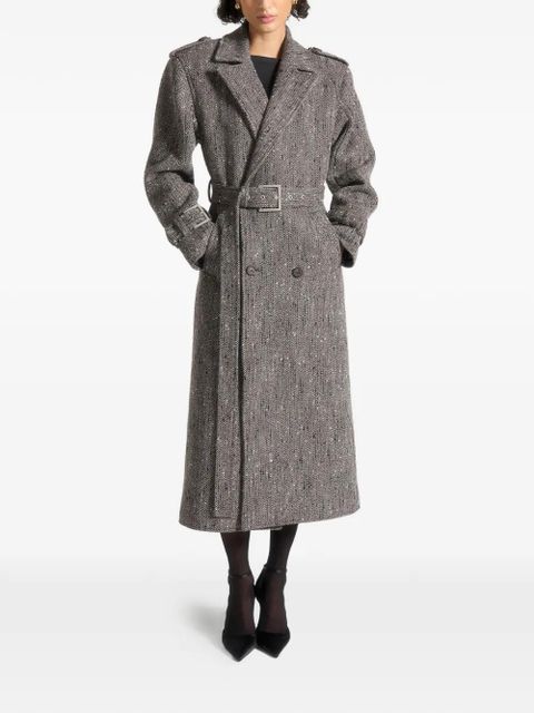 Manière De Voir Soraya detachable-scarf trench coat - Grey