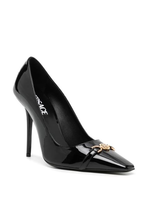 Versace 110mm patent-finish leather pumps - Black