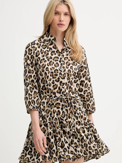 Answear.LAB sukienka bawełniana kolor brązowy mini rozkloszowana