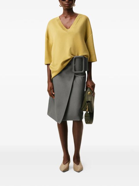 AMI Paris oversized-buckle midi skirt - Grey - zdjęcie produktu nr 2