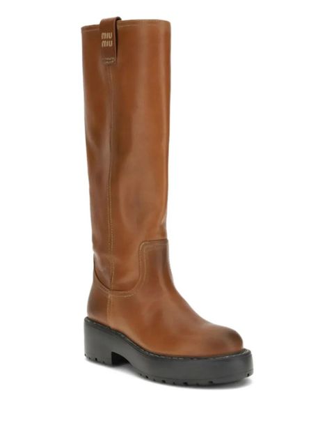 Miu Miu block-heel knee-high boots - Brown