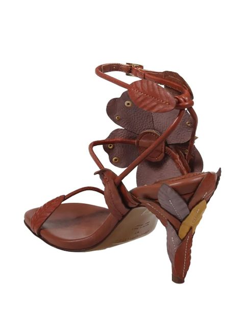 ZIMMERMANN Brightside floral-appliqué leather sandals - Brown