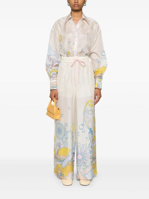 ZIMMERMANN Pop graphic-print palazzo pants - Neutrals
