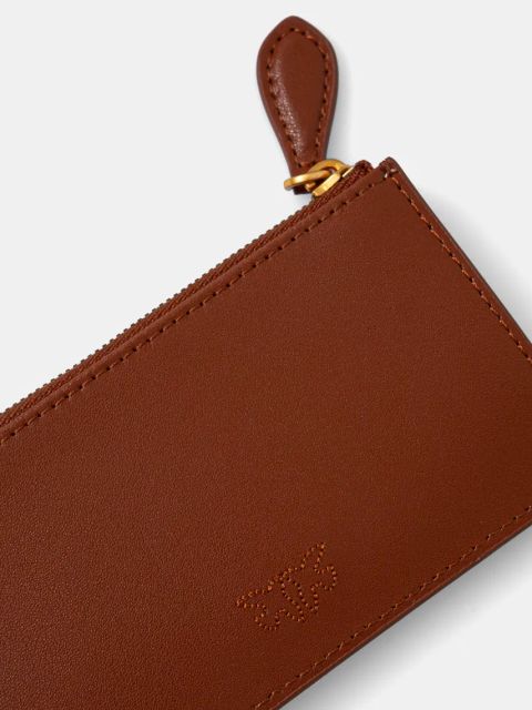 Pinko portfel skórzany damski kolor brązowy