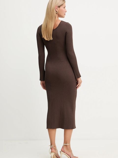 Marciano by Guess sukienka AGATHE kolor brązowy maxi dopasowana 5BGK55 5891Z