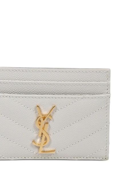Saint Laurent quilted-leather cardholder - White