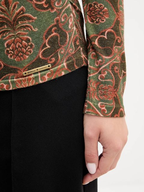 Barbour sweter wełniany x Farm Rio damski kolor brązowy lekki LKN1718