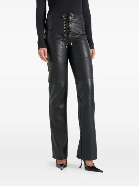 Manière De Voir Seren croc-embossed lace-up trousers - Black