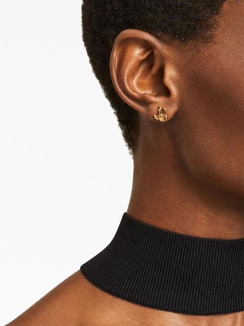 Jimmy Choo logo-lettering stud earrings - Gold