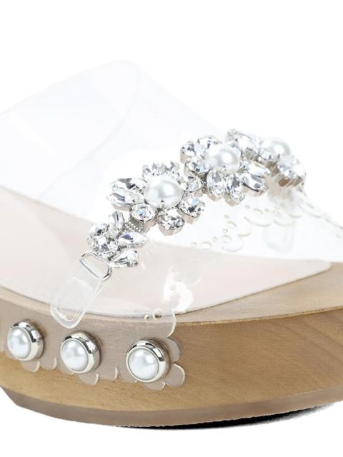 Simone Rocha embellished scalloped wooden clog sandals - White