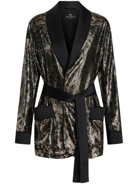 ETRO shimmery tied-waist blazer - Black - zdjęcie produktu nr 1