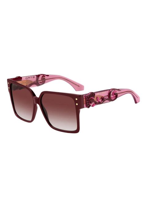 ETRO blossom-embellished square-frame sunglasses - Red - zdjęcie produktu nr 2