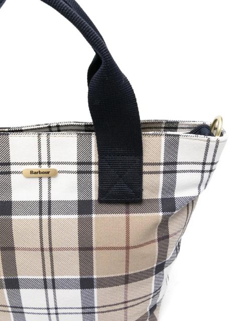 Barbour Maisy tartan tote bag - White